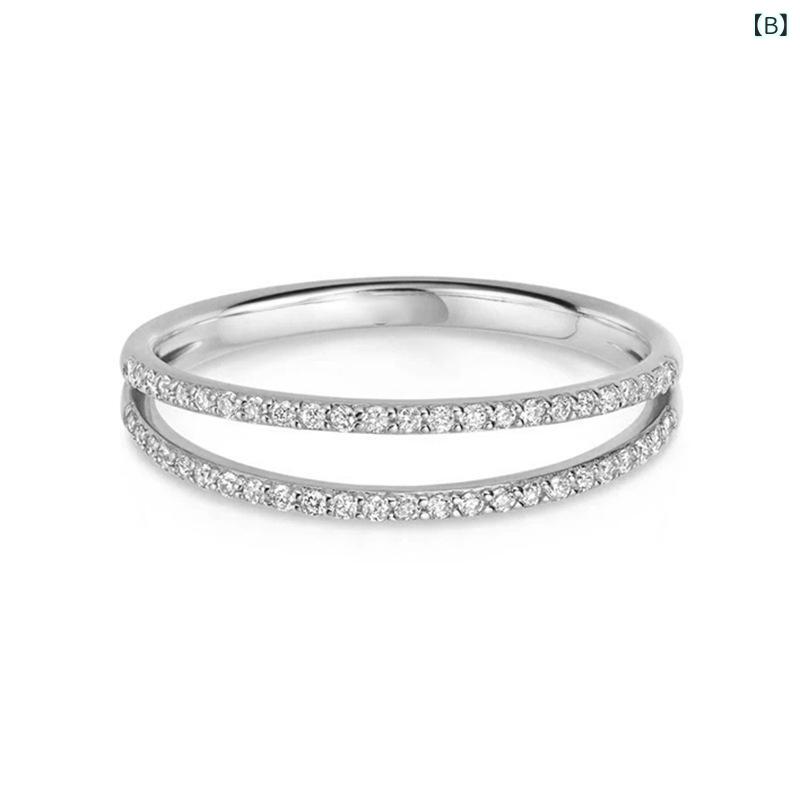 指輪 レディース 925シルバー 二列ジルコニア 閉口 シンプル ベーシック 高級感 軽量 アクセサリー 日常使い 華奢 モダン 欧米風 女性用 ジュエリー シルバーリング スタイリッシュ 細身 洗練 ギフト向き 多用途 繊細 輝き トレンド 日常 コー