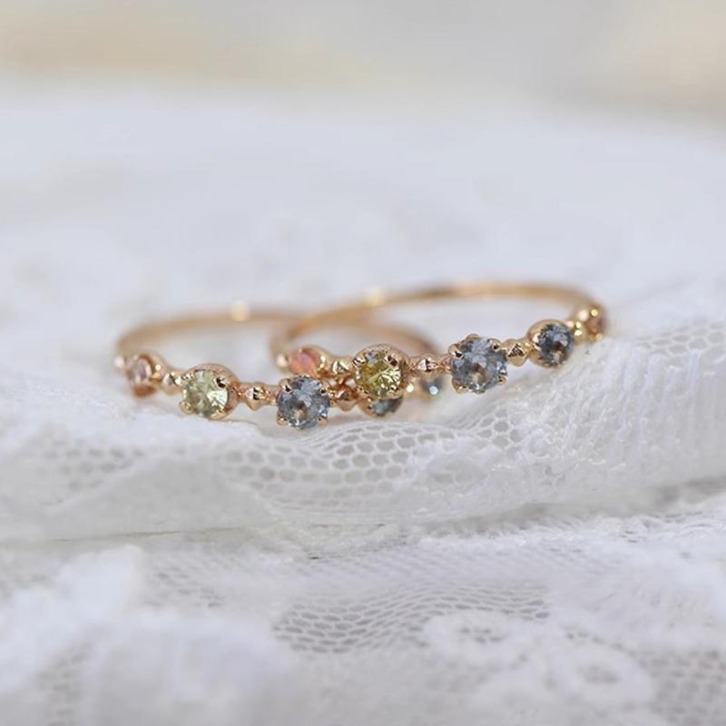 指輪 レディース 純銀 かわいい 細い カラージルコニア 百搭 重ね付け 指輪 リング 女性用 アクセサリ..