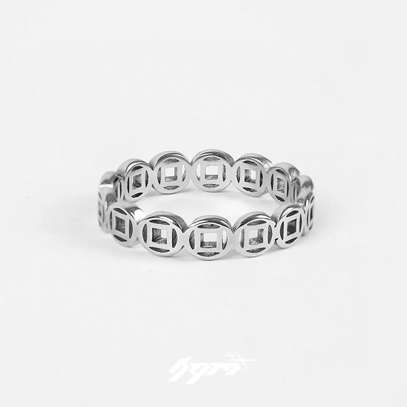 指輪 男女兼用 純銀 S999 ラッキーアイテム 招き銅貨モチーフ 運気アップ 風水アクセサリー ファッショ..