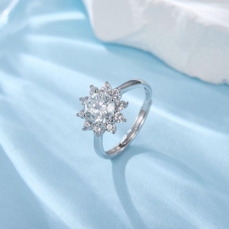 指輪 レディース 雪の結晶 モアサナイト 開口調整 白金メッキ 925純銀 ファッション ユニーク スタイリ..