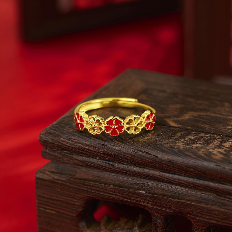 指輪 レディース 桜花 エナメル 925 シルバー レトロ 花モチーフ 精巧 高級感 清新 気質 アクセサリー