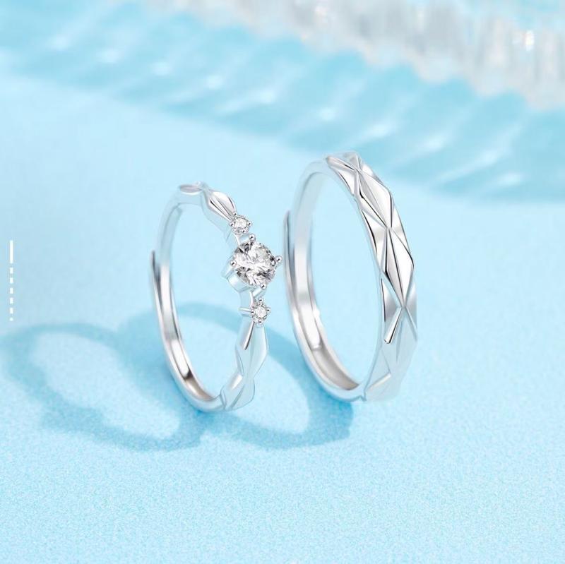 指輪 男女兼用 カップル ペア 純銀 シルバー ツイスト 絡み合う 開口式 調整可能 シンプル ミニマリス..