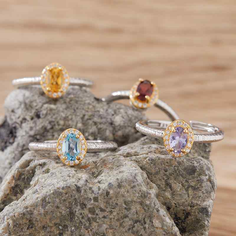 指輪 レディース 天然石 トパーズ タンザナイト ガーネット サファイア S925 純銀 人差し指用 カラフル..