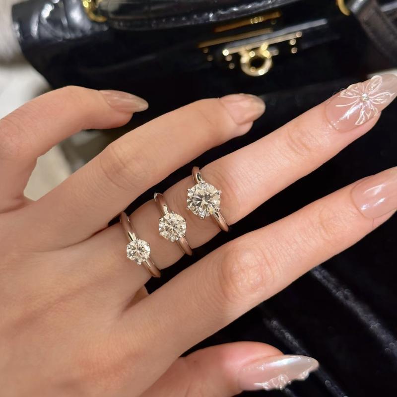 指輪 レディース ジルコニア 1カラット 6爪設定 925シルバー シンプル 軽奢 プロポーズ リング