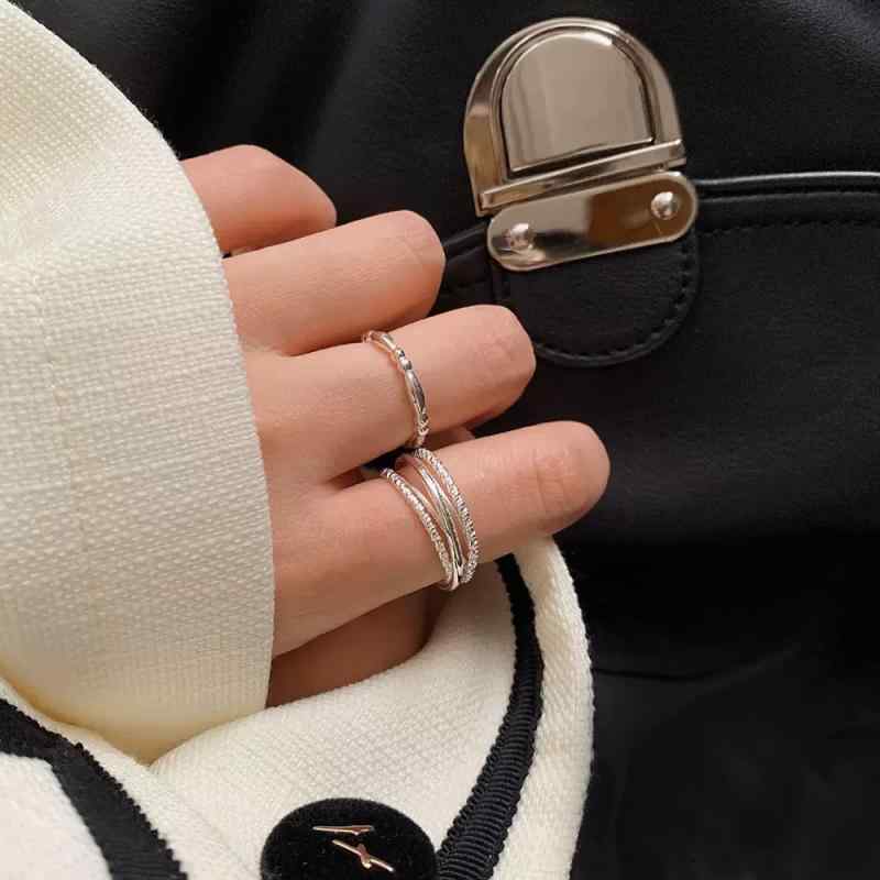 指輪 レディース 925純銀 多層ひねり編み ユニークデザイン インスタ風 軽奢 高級感 オープニング