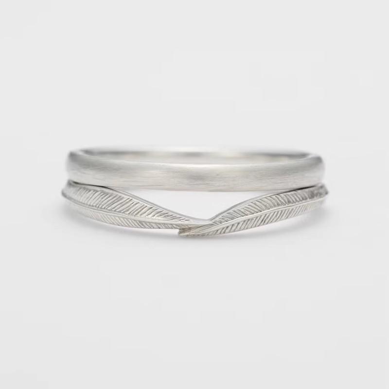 指輪 レディース 高級感 925シルバー アラビア柄 手作り ダブルリング 2点セット 春夏 ワイヤー加工 花..