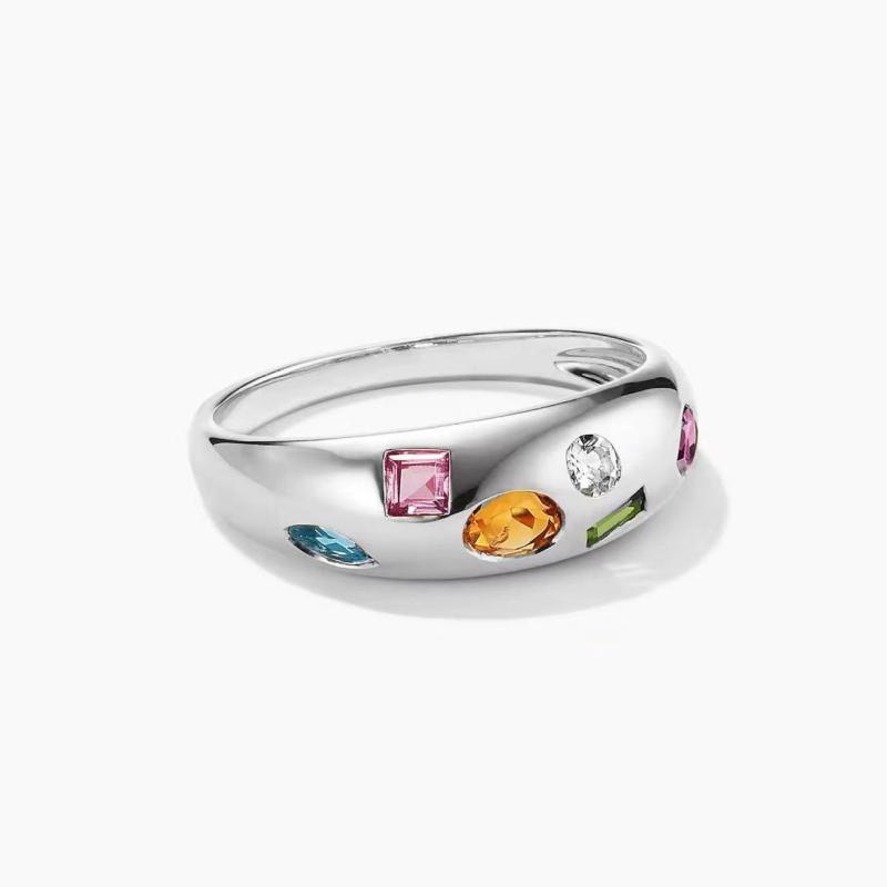 指輪 レディース 高級感 925シルバー カラフルジルコニア 欧米風 ファッション アクセサリー 女性 ジュエリー スタイリッシュ エレガント モダン