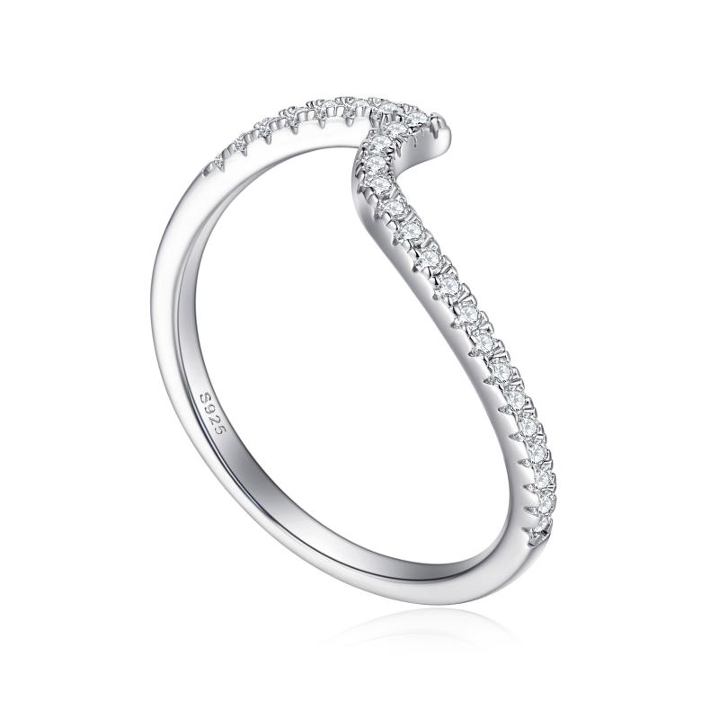 指輪 レディース 925純銀 ジルコニア ラインストーン ツイストアーム デザイン 銀アクセサリー 女性用 ..