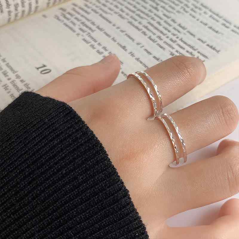 指輪 レディース 925シルバー 不規則カット 二層 開口 シンプル モダン ファッション 個性 ユニーク デ..