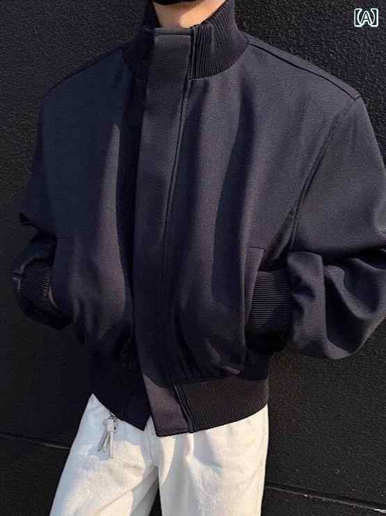 くらしのセロネのボンバージャケット メンズ 春秋 アメリカンスタイル フライトジャケット クリーンフィット 正肩 ネイビー 野球風 アウター｜アングル2