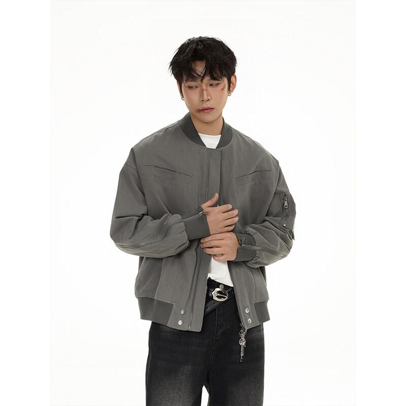 フライトジャケット メンズ レトロ アメリカンスタイル ボンバー 野球襟 ビッグサイズ 春秋 学生 通学 ..