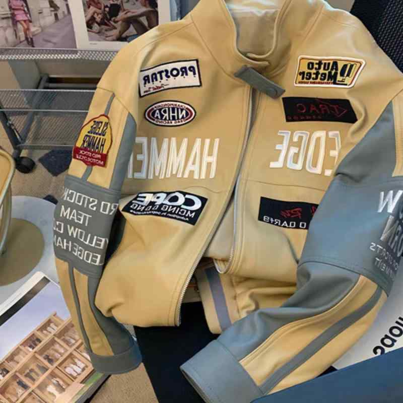 野球ジャケット 男女兼用 秋冬 オーバーサイズ ルーズ 高級感 重厚刺繍 バイカースタイル シティボーイ..