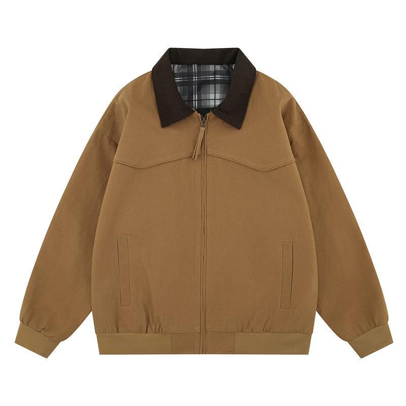 ワークジャケット メンズ アウター レトロ アメリカン ルーズ フィット 春秋 カジュアル ストリート ト..