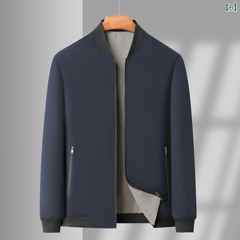 くらしのセロネのジャケット メンズ 中高年 春夏 野球襟 ジッパー 薄手 ゆったり ビッグサイズ 軽量 吸湿速乾 コットン混 グレー系 ブラック｜アングル3