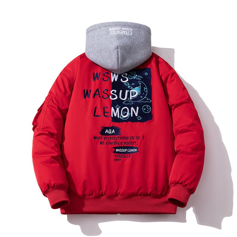 フライトジャケット 男女兼用 アメリカン レトロ 刺繍 ゆったり 秋冬 綿入 野球ジャケット コート