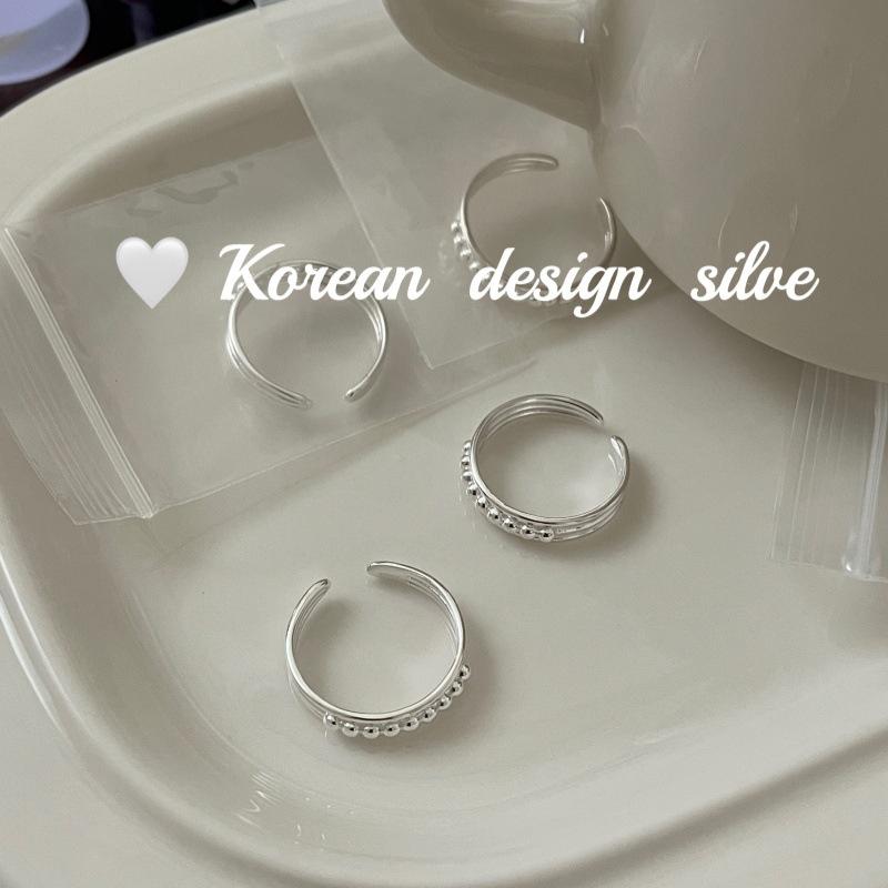 指輪 レディース インフルエンサー 高級感 純銀 三層 小さなビーズ デザイン シンプル 百搭 アクセサリ..