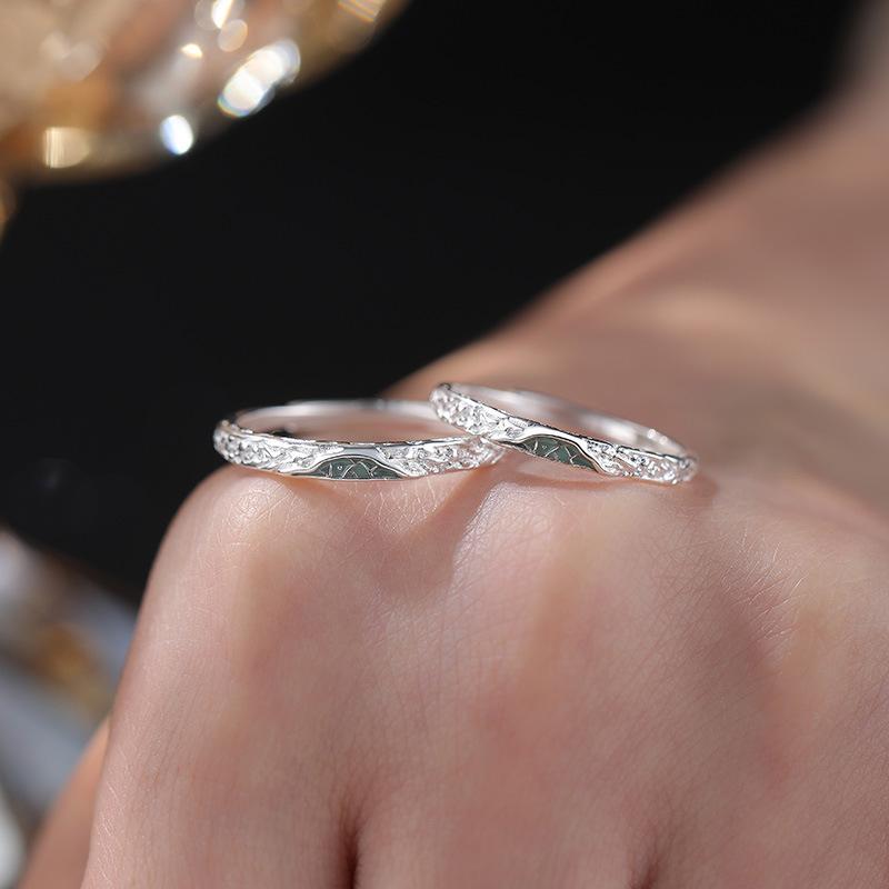 指輪 ペア 高級感 銀 テクスチャー シンプル かわいい ファッション リング アーティスティック 恋人用..