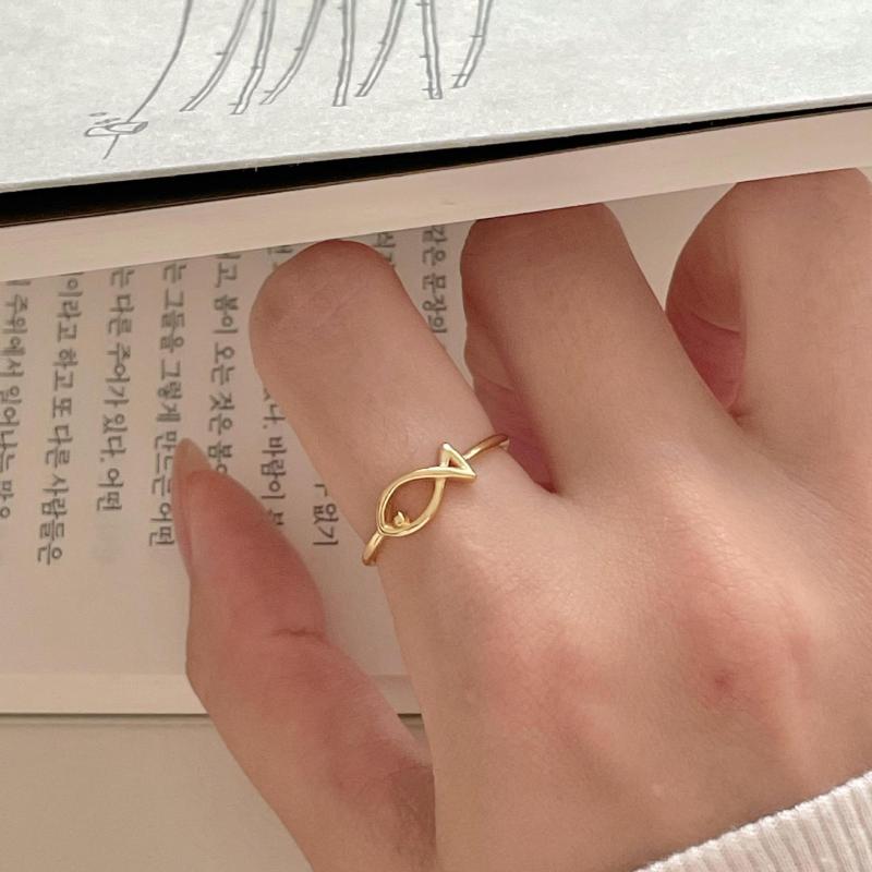 指輪 レディース シンプル デザイン 小魚 モチーフ ライン 925 純銀 個性 アクセサリー ファッション ..