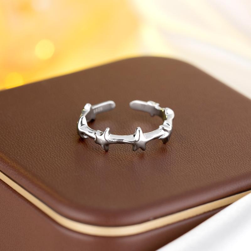 指輪 925シルバー 開口 不規則五角星 デザイン 個性 気質 百搭 人差し指 アクセサリー スタイリッシュ ..