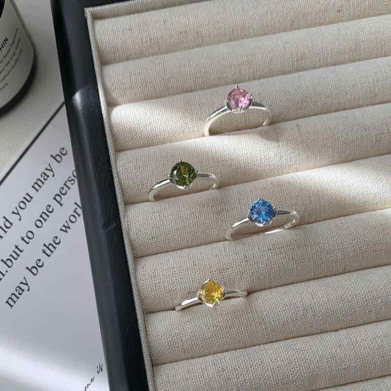 指輪 レディース 925シルバー 幾何学デザイン カラージルコニア 韓国風 INS風 かわいい 高級感 小衆デ..
