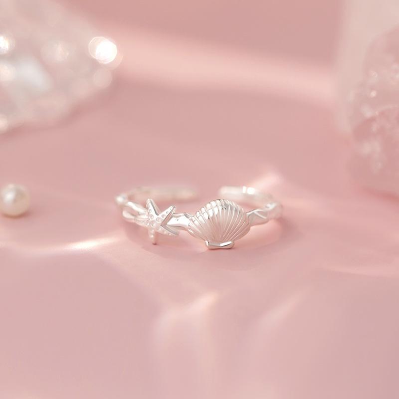 レディース 指輪 シルバー 海星 貝殻 デザイン かわいい シンプル ベーシック 個性 韓国風 アクセサリ..