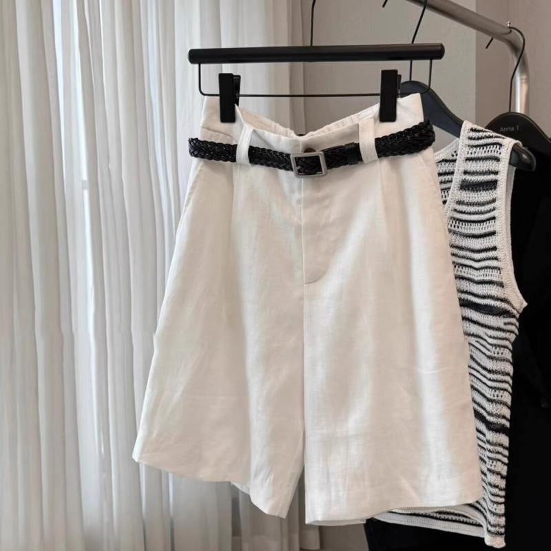・素材構成: コットン95%以上、リネン30%以下・色: ホワイト,ブルー・サイズ: S,M,L,XL・タイプ: ショートパンツ・形状: ワイドレッグ・丈: 3分丈・ウエスト: ハイウエスト・厚さ: 薄手・スタイル: カジュアル・装飾: ステッチ・加工: ピース・対象: 女性用