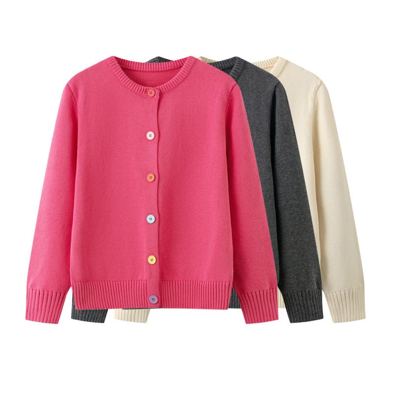 カーディガン レディース ニット 綿100% 春夏 長袖 丸首 開襟 カラフルボタン 軽やか アウター トップス 日常使い 通勤 通学 吸湿速乾 柔らかい 肌触り 再生繊維 接触冷感(4.0)