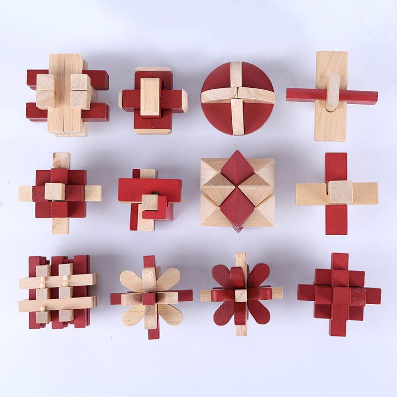 木製パズル玩具 子供学生向け 魯班錠 孔明錠 解錠パズル 榫卯構造 知育玩具 益智ゲーム 組み立てキット 脳トレ 頭脳訓練 論理パズル 伝統工芸 教育ギフト 室内玩具 家族プレゼント