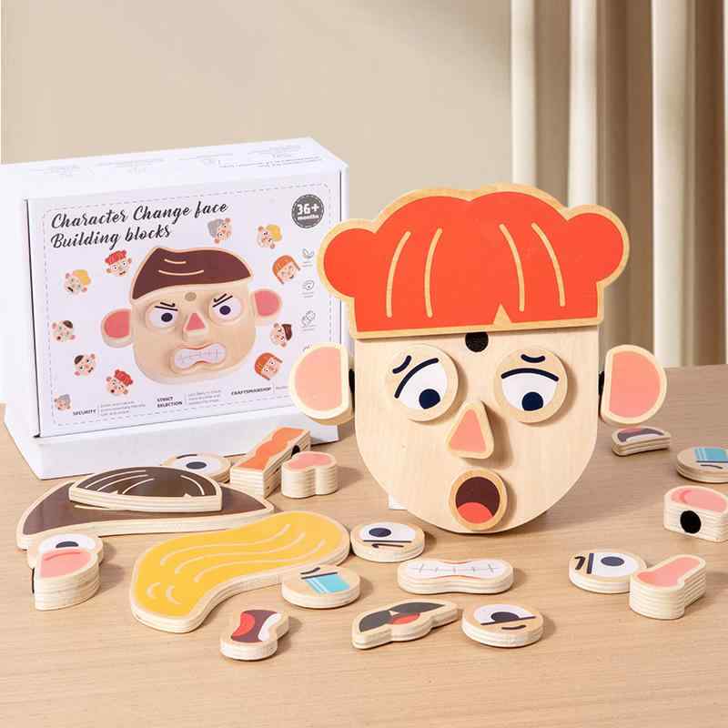パズル 子供 磁力 早教 益智 3-5歳 表情 DIY 換顔 玩具 進階 切り替え 知育 おもちゃ 学習 遊び 創造力 発達 磁石 組み立て 顔替え 自由 デザイン