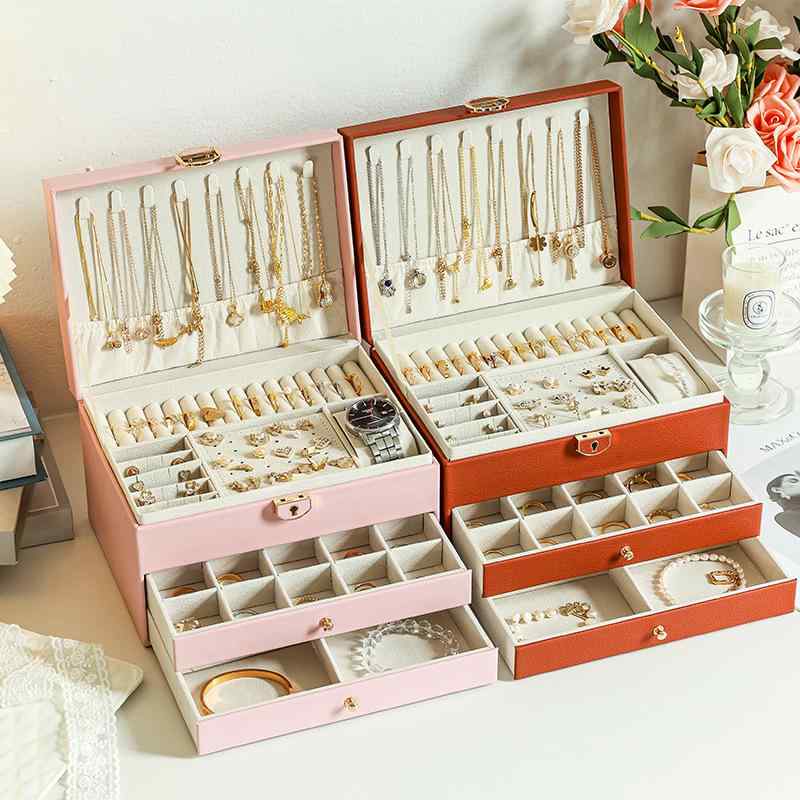 アクセサリー収納ボックス 大容量 高級感 鍵付き 精巧 イヤリング ピアス ネックレス ブレスレット 指輪 ジュエリーケース