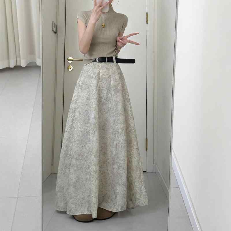 レディース 春夏 韓国系 モダン シンプル 短袖Tシャツ ハイウエストAラインスカート ファッションセット スリム効果 若見えスタイル カジュアルコーデ 日常着こなし