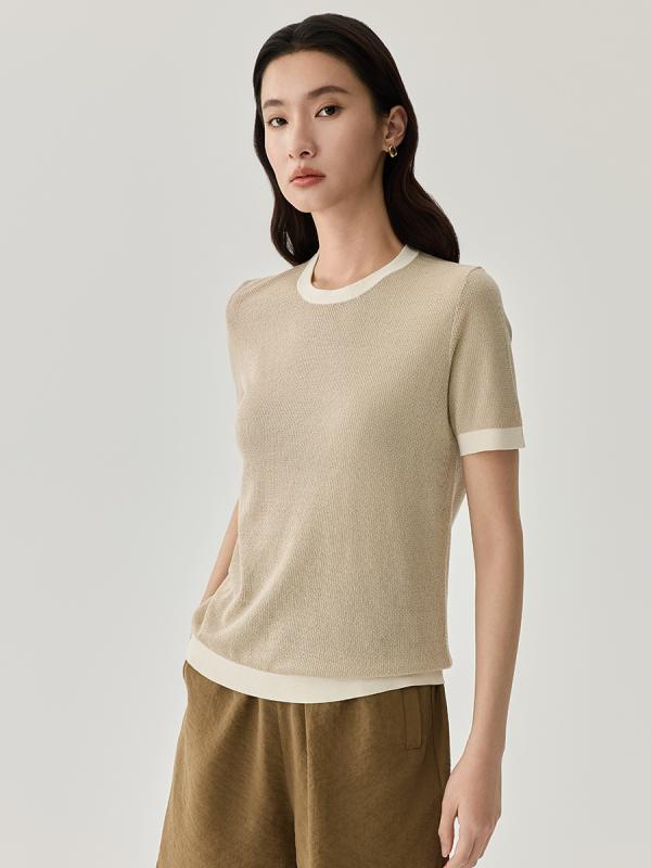 レディース Tシャツ 真絹 短袖 シンプル 通勤 ゆったり トップス 気質 ファッション 百搭