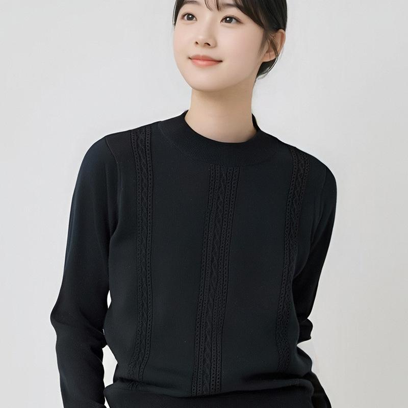 ニットセーター レディース 秋冬 ハーフハイネック 純羊毛 ソリッドカラー 韓国スタイル シンプルモダン ソフトツイストニット ケーブルパターン 暖か インナー レイヤリング 快適フィット