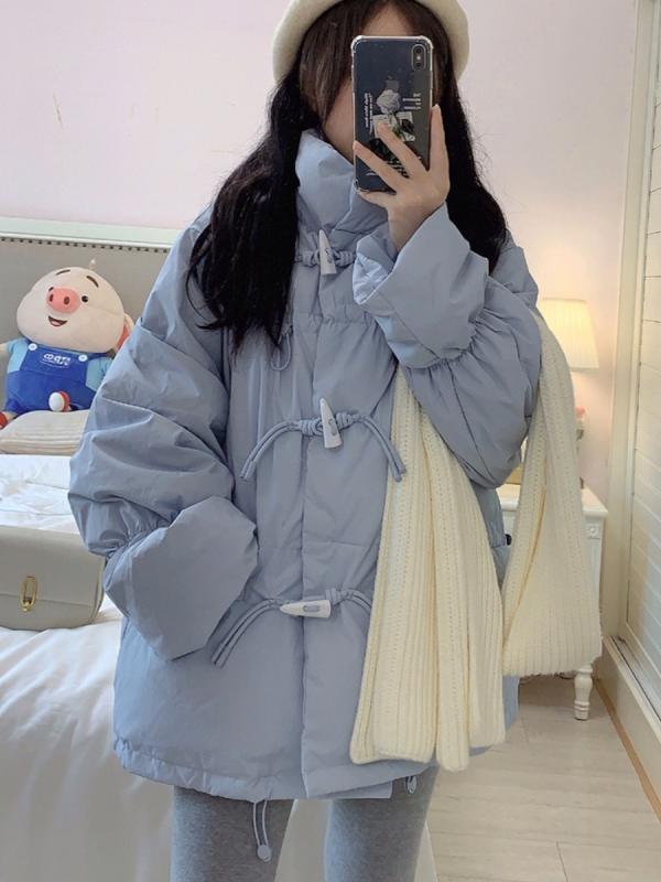棉袄女冬季新款2025年韩系学生奶呼呼牛角扣羽绒棉衣棉服加厚外套