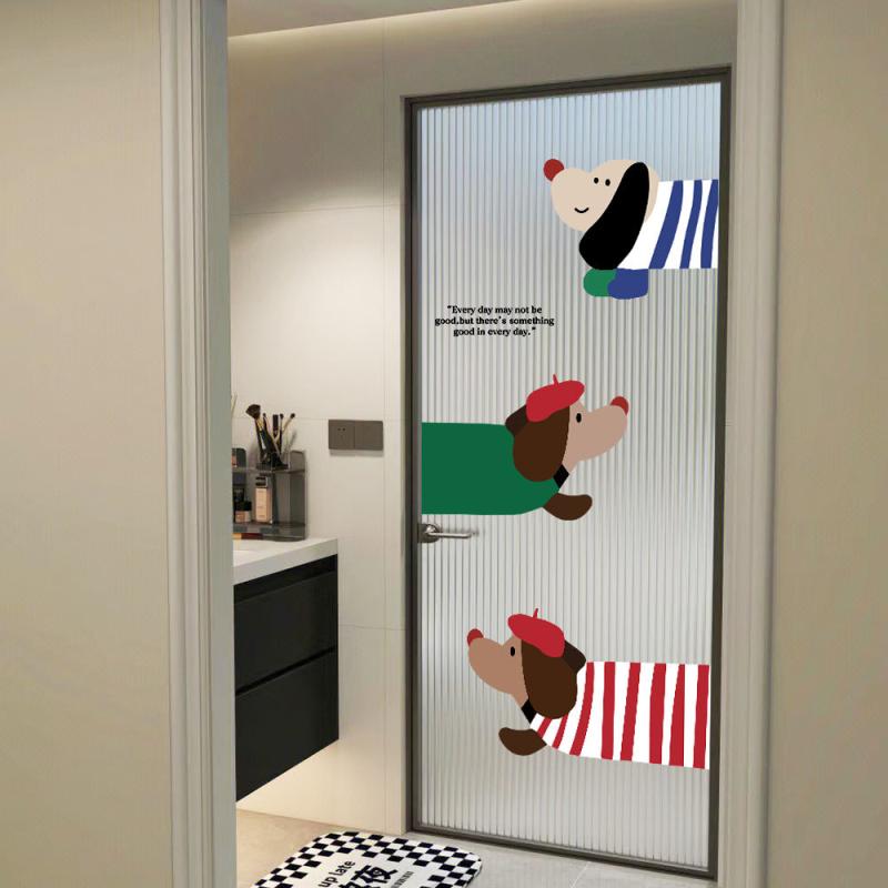 ステッカー かわいい ダックスフンド ガラス 防衝突 静電気式 キッチン ドア バスルーム トイレ インテリア おしゃれ インスタ風 家庭用 貼り イラスト 動物柄