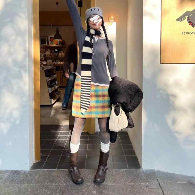 スカート レディース ハイウエスト チェック柄 格子柄 直筒 タイト 膝下丈 細見え 体型カバー 上品 き..