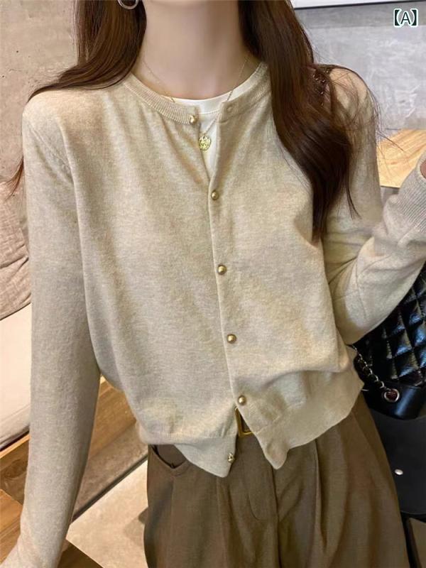 乐天商城 - カーディガン レディース 細見え 上品 きれいめ 柔らかい ウール混 春秋 オフホワイト アイボリー 2025年新作