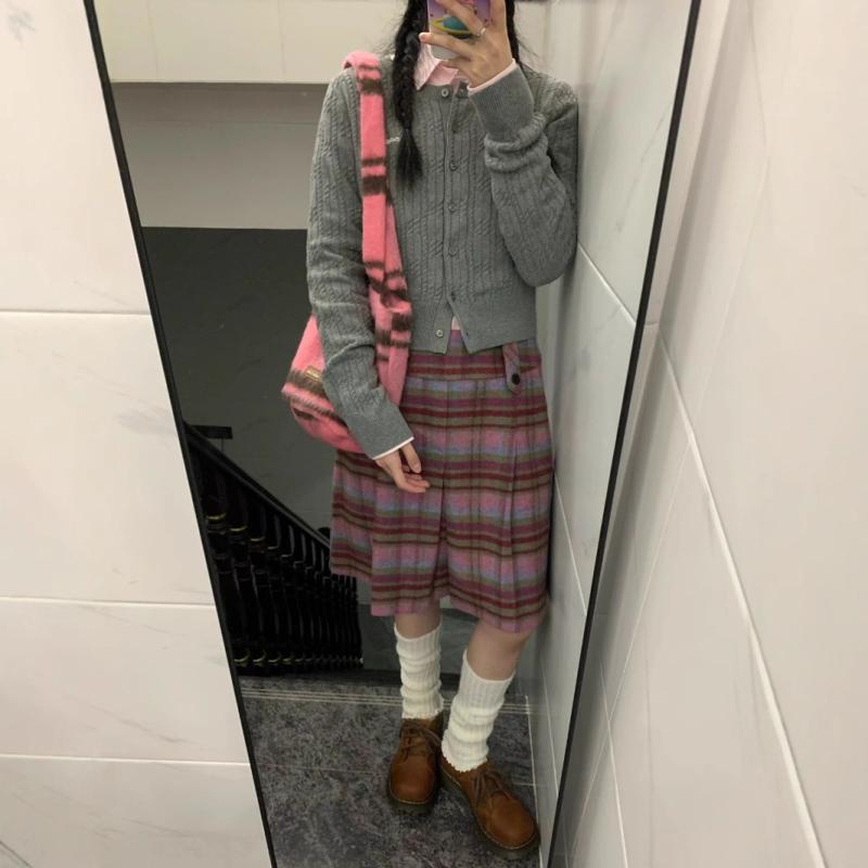 スカート レディース レトロ チェック柄 Aライン プリーツ ミニ丈 カジュアル きれいめ 大人可愛い 秋冬