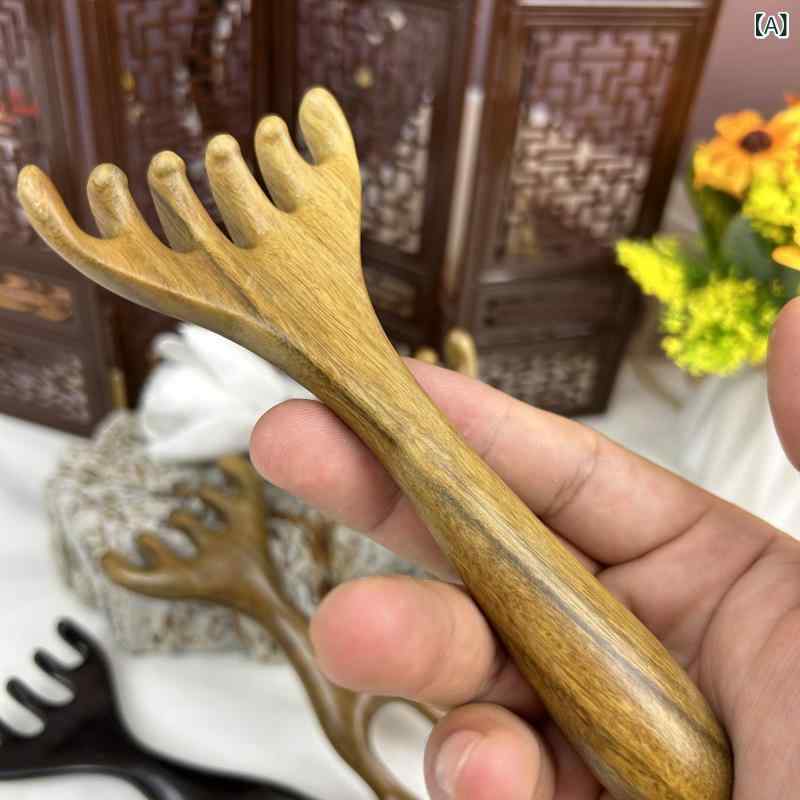 経絡マッサージ梳 緑檀木 鹿角 頭部按摩器 小...の紹介画像2