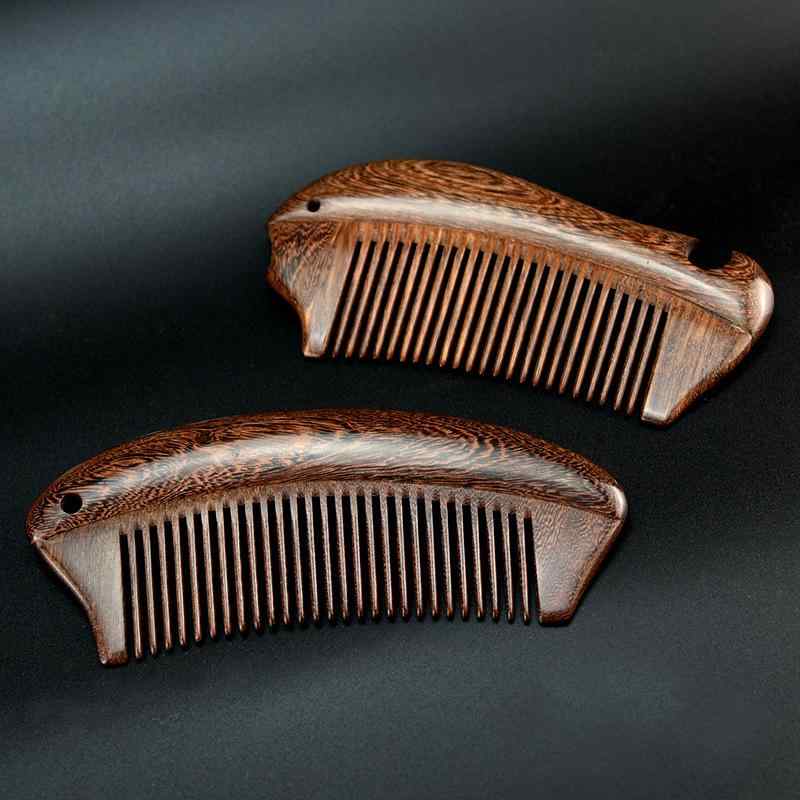 木製櫛 金絲檀 小型 ストレートヘア 美髪 頭皮マッサージ ポータブル ヘアケア 天然素材 日常使い コン..