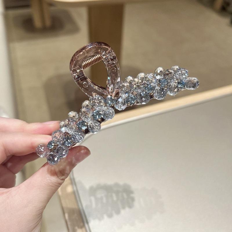 レディース 爪クリップ 高級感 ラインストーン 上品 フェミニン ハーフアップ 薄髪 中サイズ 気質 エレガント 洗練 モダン ヘアアクセサリー ヘアピン 頭飾 アクセサリー
