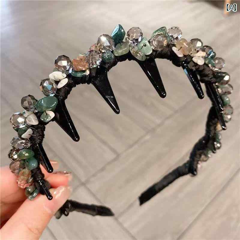 くらしのセロネのヘアバンド レディース フレンチスタイル 手作り キラキラストーン 歯付き 防滑 おしゃれ ヘアアクセサリー 女性用 日常使い 華やか ヘアクリップ 髪留め ファッション小物 春夏秋冬 通年｜アングル2