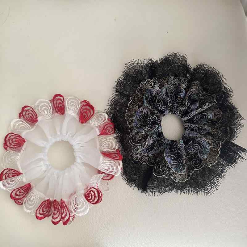・素材: シルク・形状: 大腸型ヘアゴム・加工: 手加工・色: レッド,ブラック・流行要素: レース・スタイル: ネット紅風・款式: ルーズタイプ・スタイル分類: 個性潮流・流行要素分類: 自然