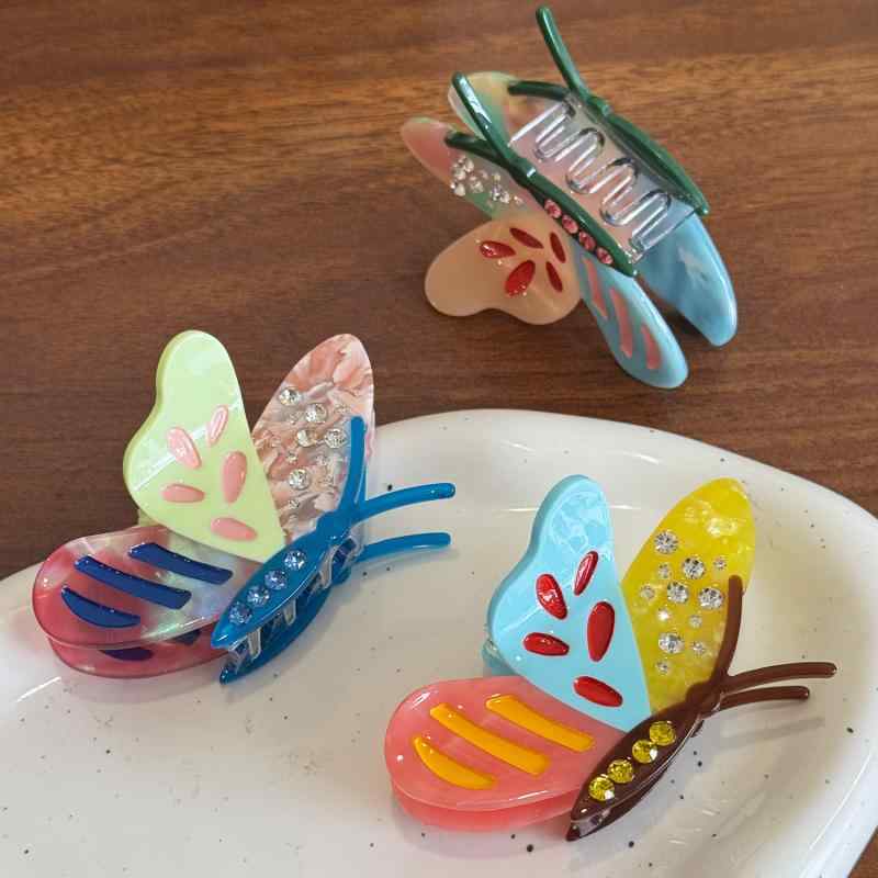 ・素材: アセテート・性別: 女性・加工: 手作業・タイプ: つかみクリップ・色: ブラウン, ブルー, グリーン・サイズ: 7.6cm・デザイン要素: 蝶々・スタイル: 卡通・スタイル分類: 清新甜美