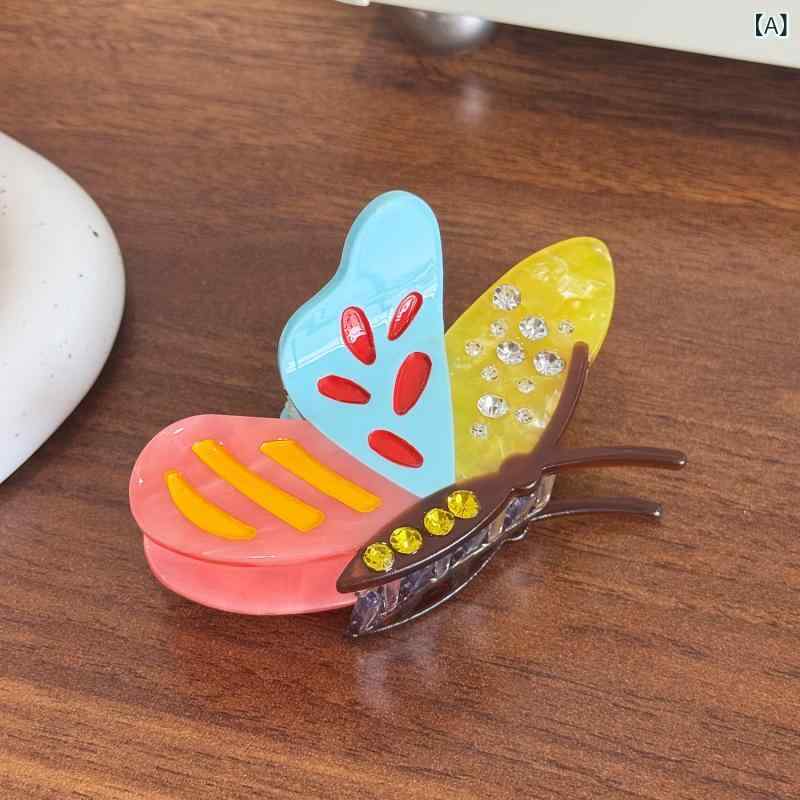 くらしのセロネのヘアクリップ レディース バタフライ シャーククリップ 高級感 アセテート ディスクアップ 韓国風 ファッション 髪飾り INS風 トレンド ヘアアクセサリー｜アングル2