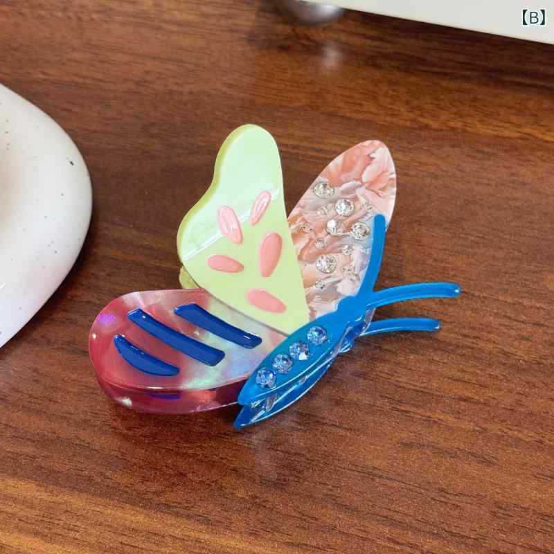 くらしのセロネのヘアクリップ レディース バタフライ シャーククリップ 高級感 アセテート ディスクアップ 韓国風 ファッション 髪飾り INS風 トレンド ヘアアクセサリー｜アングル3