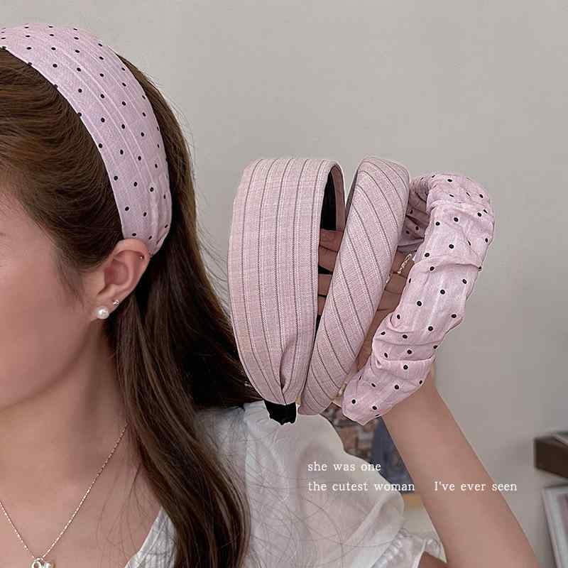 ヘアバンド レディース 韓国風 ポルカドット ワイドエッジ 洗顔用 髪押さえ 高頭頂 スタイリッシュ ファッション ヘアアクセサリー 洋気 発飾