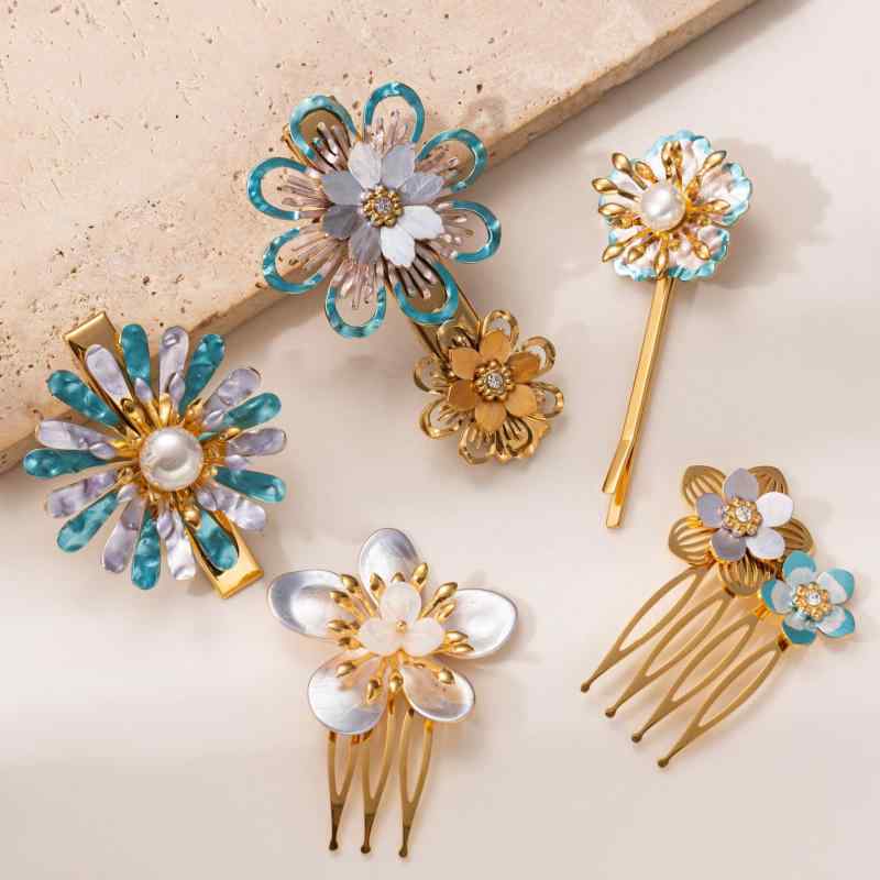 ・素材: ステンレス・スタイル: ヘアクリップ・加工: メッキ・分類: ヘアゴム・装飾: 花・対象: 女性