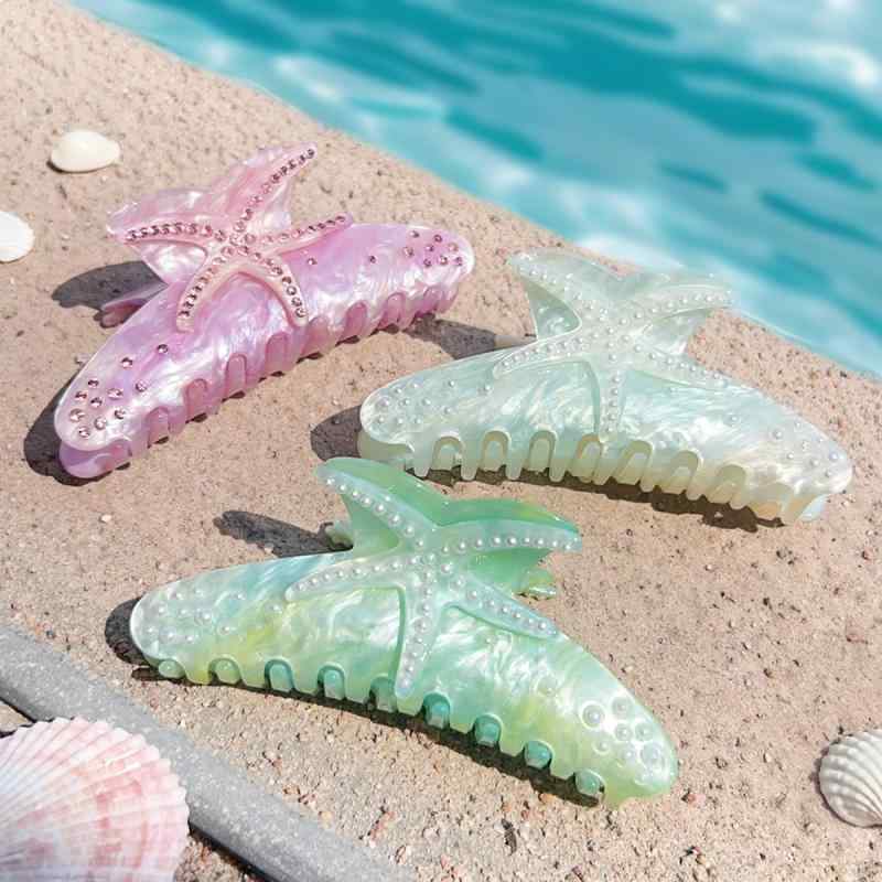 ・素材: アクリル・スタイル: ジオメトリック・加工: 手作業・分類: 掴みクリップ・色: パープル, ブルー, ライトブルー・流行要素: スターフィッシュ・スタイル: リゾート・スタイル分類: フレッシュスイート・対象: 女性・流行要素分類: 動物