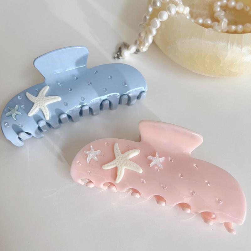 ・素材: アセテート・色: ブルー,ピンク・加工: 手作り・ヘアクリップ種類: 抓りクリップ・スタイル: 韓国風・スタイル分類: 爽やかスイート・商品カテゴリ: ヘッドアクセサリー・対象: 女性用・デザイン要素: ヒトデ・デザイン要素分類: 動物